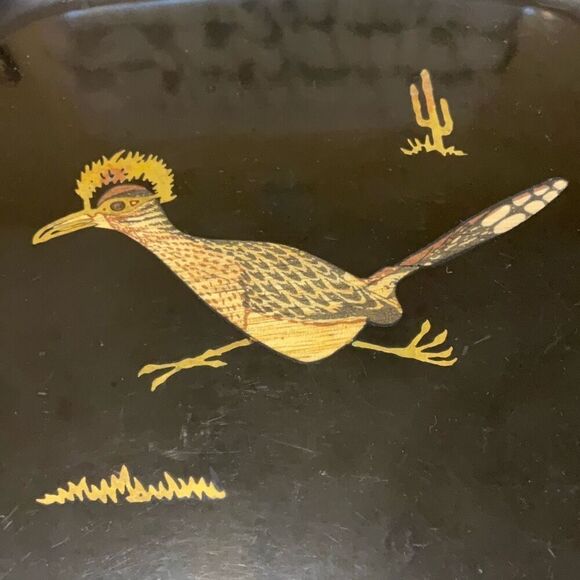 Vintage Couroc of Monterey Roadrunner Tray Mid Century. Wood and mother of pearl - Picture 7 of 8